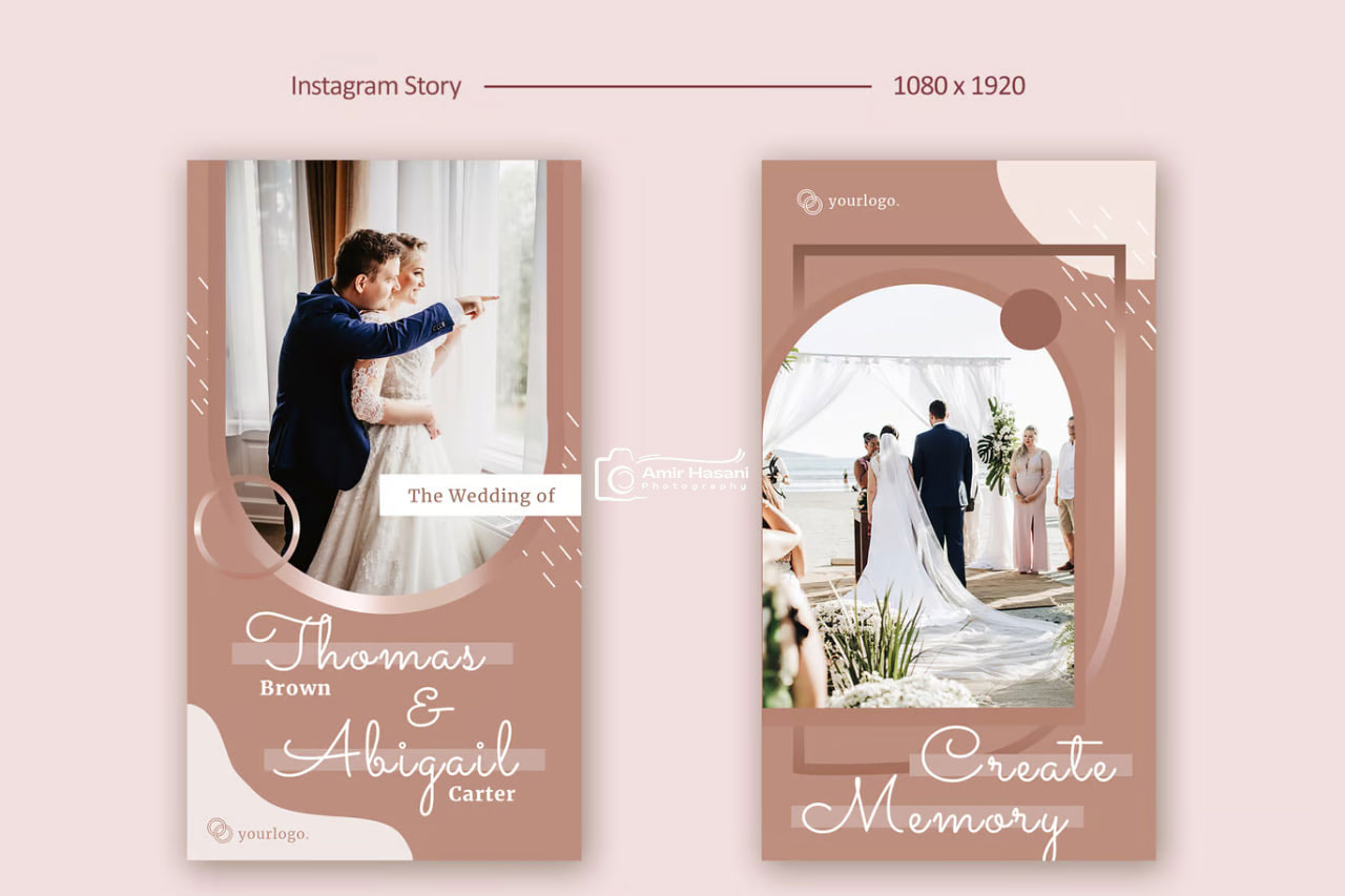 دانلود قالب استوری اینستاگرام عروسی،Wedding PSD